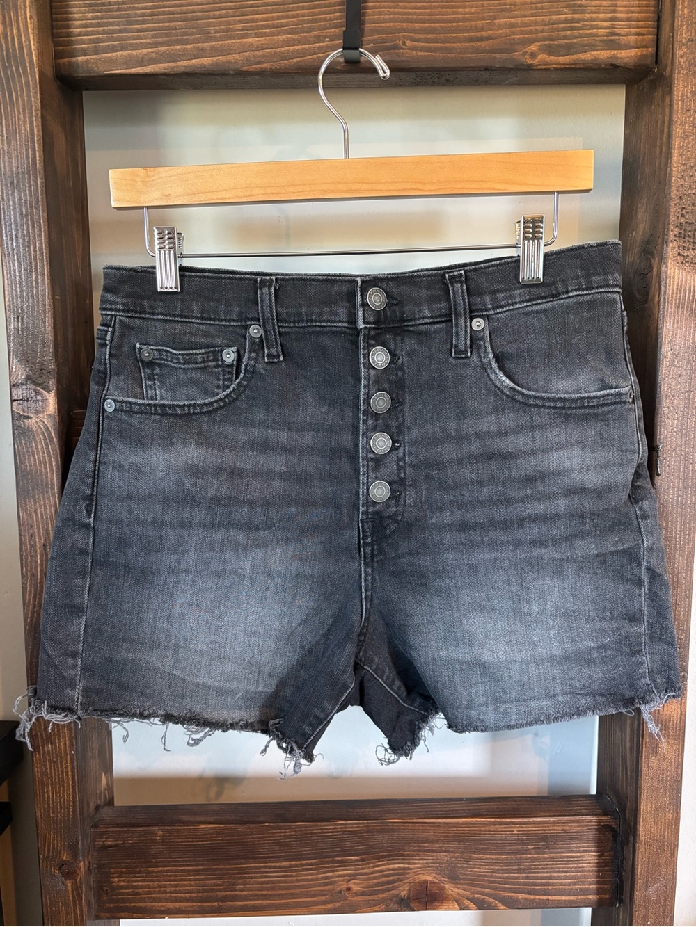 GAP Charcoal High Rise Denim Shorts
